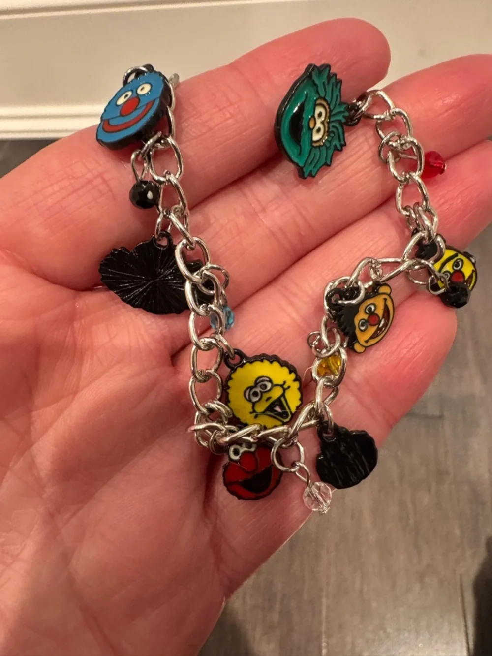 NWT CUSTOM MADE Sesame Street Silver Character Charm Bracelet Girls Elmo